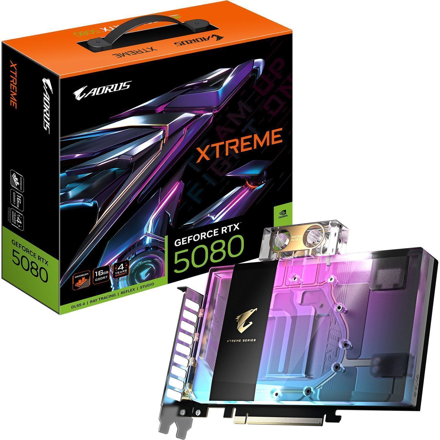 Видеокарта GIGABYTE AORUS GeForce RTX 5080 Xtreme WaterForce WB 16G (GV-N5080AORUSX WB-16GD)